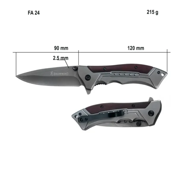 Складаний ніж Browning FA24 з дерев’яною рукояттю та лезом зі сталі 440C