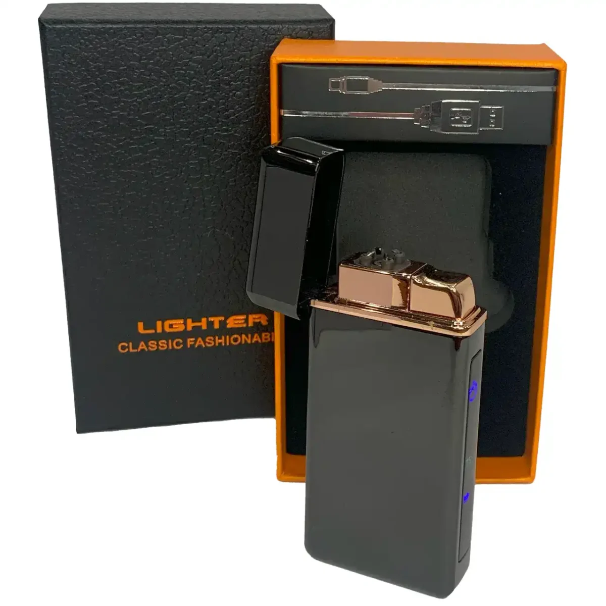 Запальничка USB HL-419 дугова та газова 2в1 з індикатором та ліхтариком