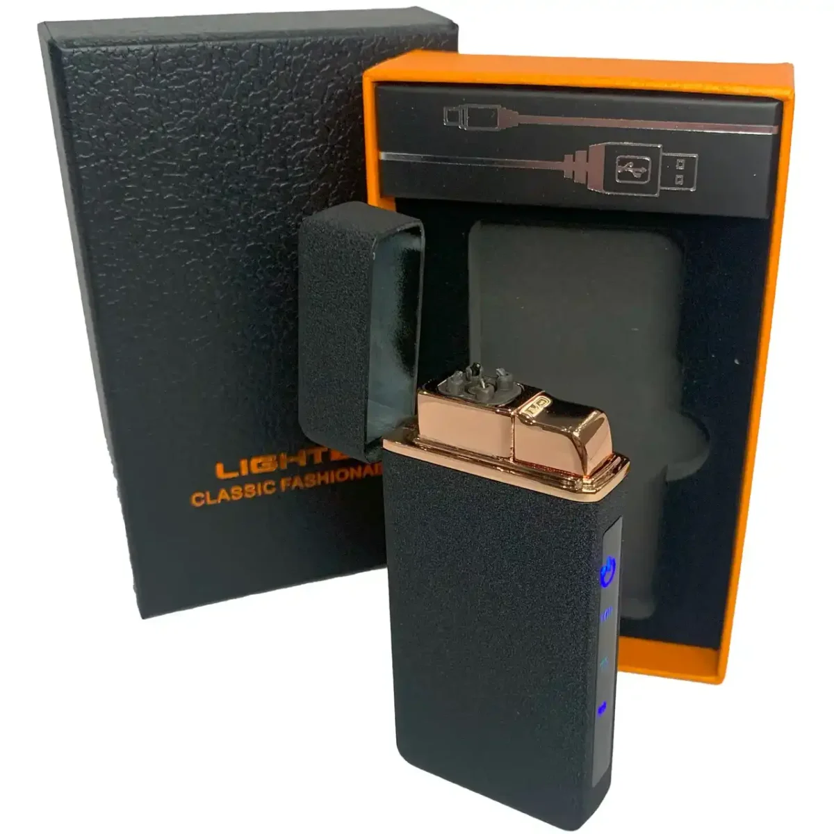 Запальничка USB HL-419 дугова та газова 2в1 з індикатором та ліхтариком