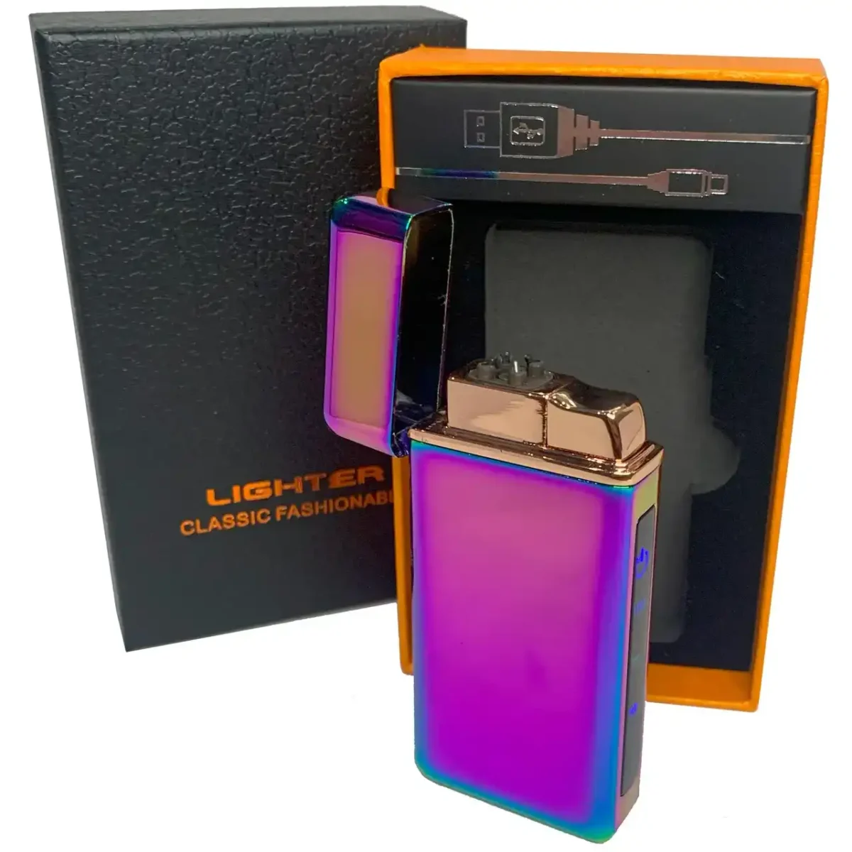 Запальничка USB HL-419 дугова та газова 2в1 з індикатором та ліхтариком