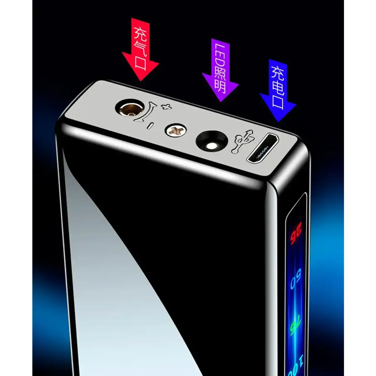 Запальничка USB HL-419 дугова та газова 2в1 з індикатором та ліхтариком