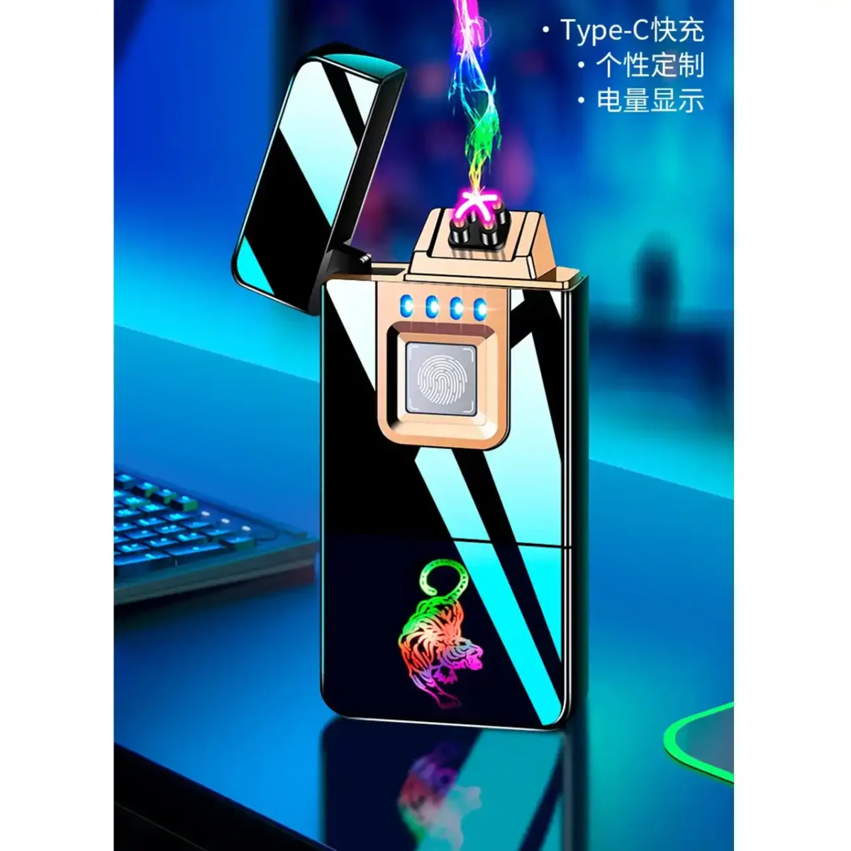 Запальничка USB HL-430 Premium з дисплеєм, ліхтариком та акумулятором 1000 mAh
