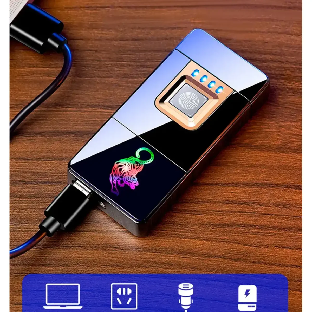 Запальничка USB HL-430 Premium з дисплеєм, ліхтариком та акумулятором 1000 mAh