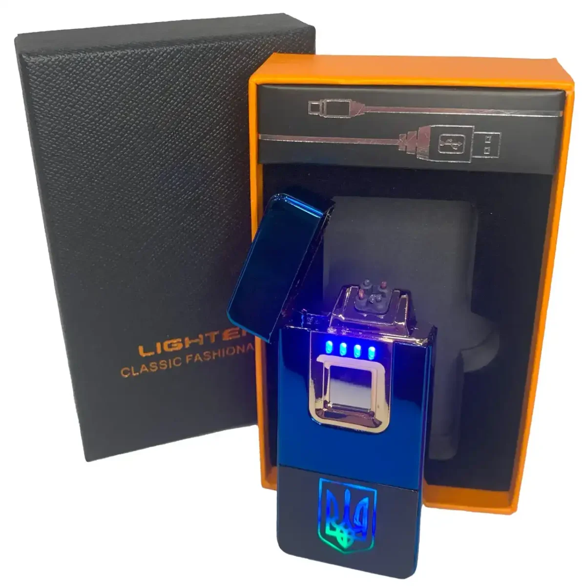 Запальничка USB HL-430 Premium з дисплеєм, ліхтариком та акумулятором 1000 mAh