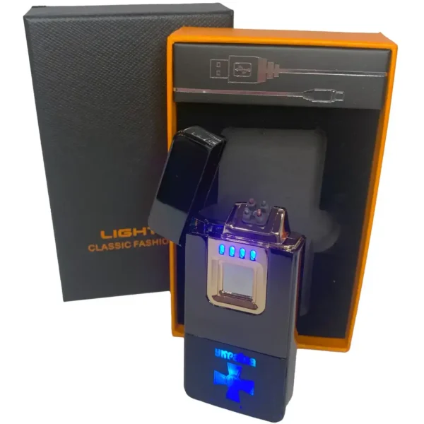 Запальничка USB HL-430 Premium з дисплеєм, ліхтариком та акумулятором 1000 mAh