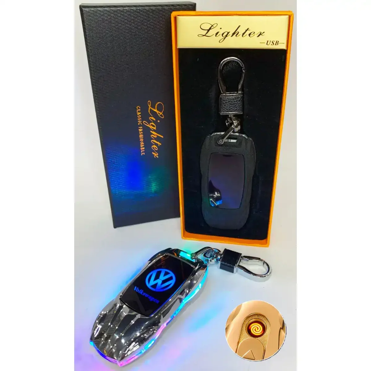 Подовжена USB-запальничка HL-467 зі спіраллю розжарювання, підсвічуванням і брелоком