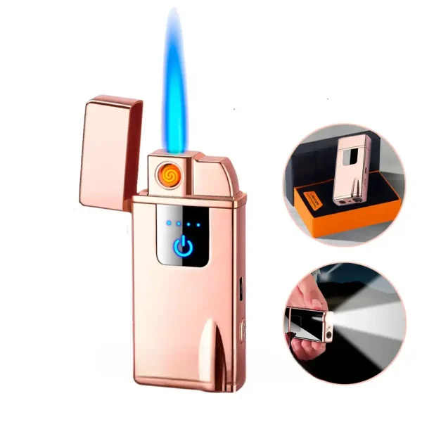 USB-запальничка 33642Gold з дугою, турбо-форсункою та ліхтариком