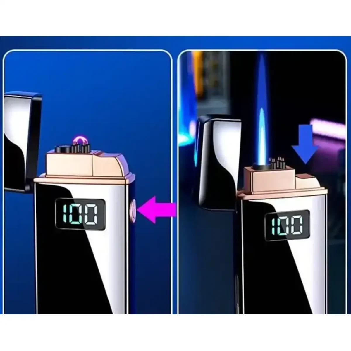 USB-запальничка HL-610 з дугою, полум’ям та цифровим дисплеєм