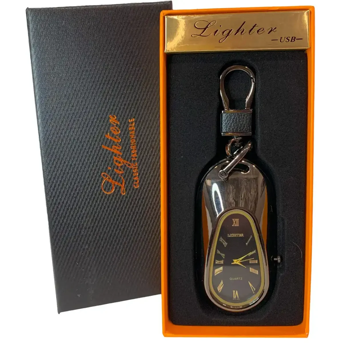 USB-запальничка HL-653 з годинником і карабіном