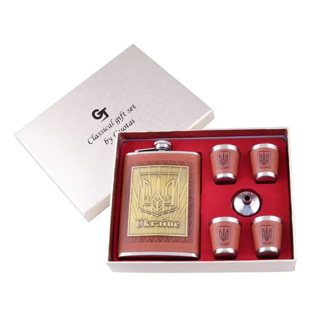 Подарунковий набір TZ 20 з флягою 9 OZ, 4 чарками та лійкою