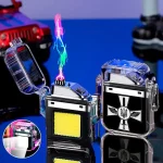 USB-запальничка A33678U4 з гербом України, подвійними дугами ARC та ліхтариком, водонепроникна, у подарунковій упаковці