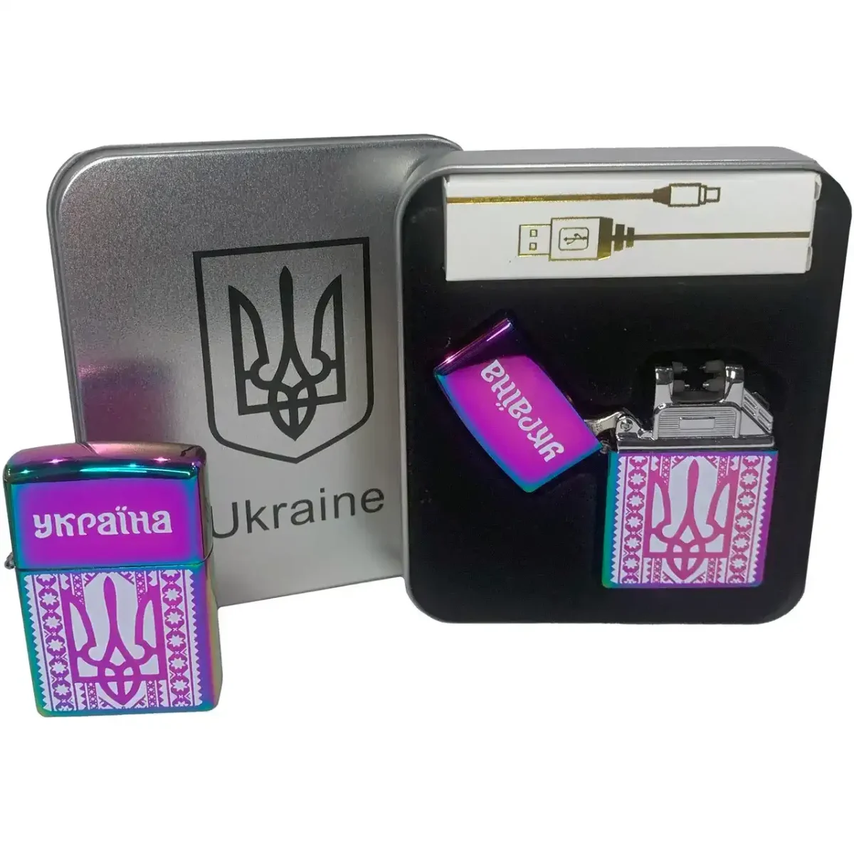 USB-запальничка HL-444 з акумулятором 1000 мАг у подарунковій коробці