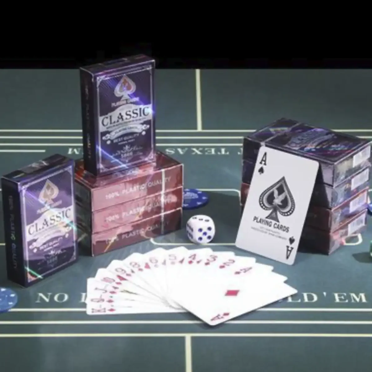 Гральні карти 395-12 Classic Blue пластикові 54 карти для покеру, синя колода