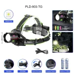 Налобний ліхтар NIGHT VISION PLD-903-TG із зумом і флуоресцентним корпусом