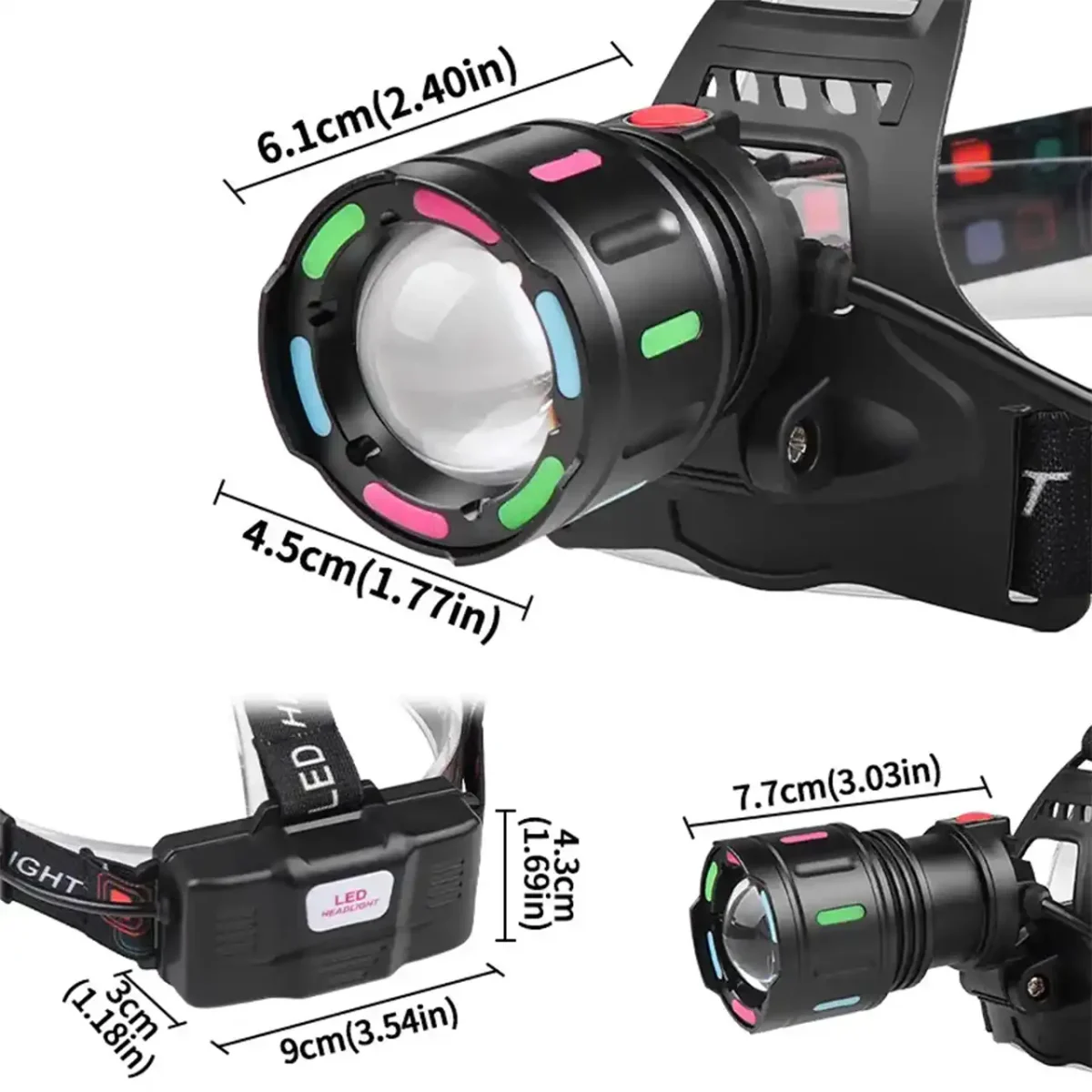 Налобний ліхтар NIGHT VISION SY-8087 TG із флуоресцентним корпусом і зумом